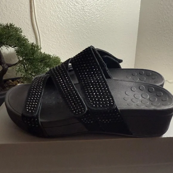 Vionic Black Sandals with Rhinestone Straps - Picture 3 of 4